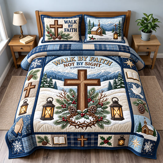 Walk By Faith 3-Piece Quilted Bedding Set GFTOMA15240