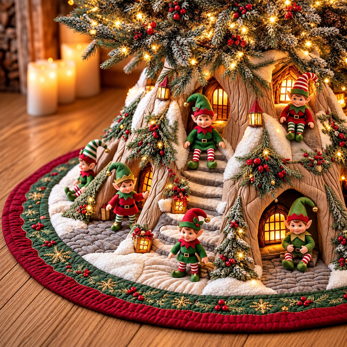 Elf Village Quilted Tree Skirt GFTOMA15247