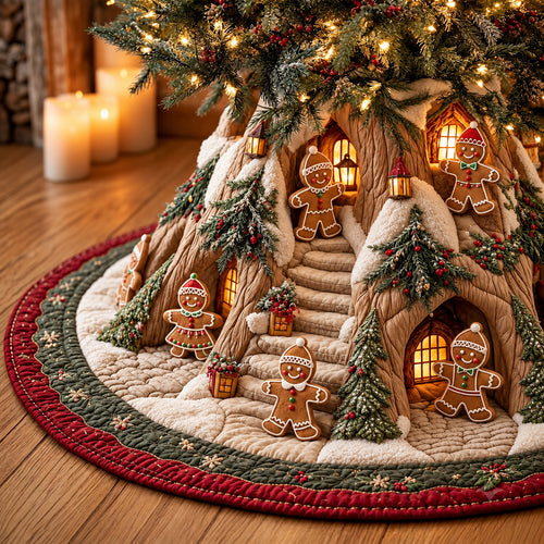 Gingerbread Village Quilted Tree Skirt GFTOMA15248