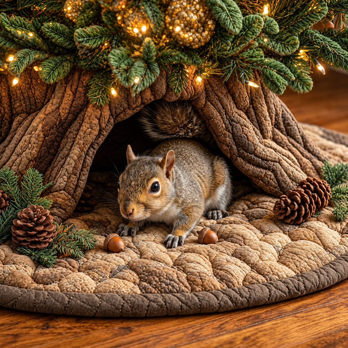 Squirrel Den Quilted Tree Skirt GFTOMA15259