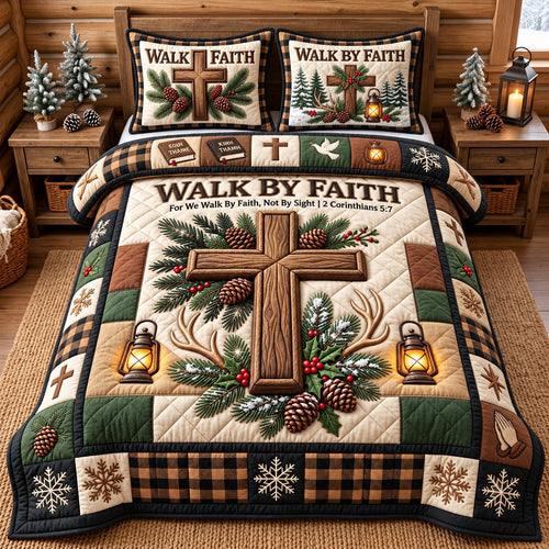 Walk By Faith 3-Piece Quilted Bedding Set GFTOMA15263