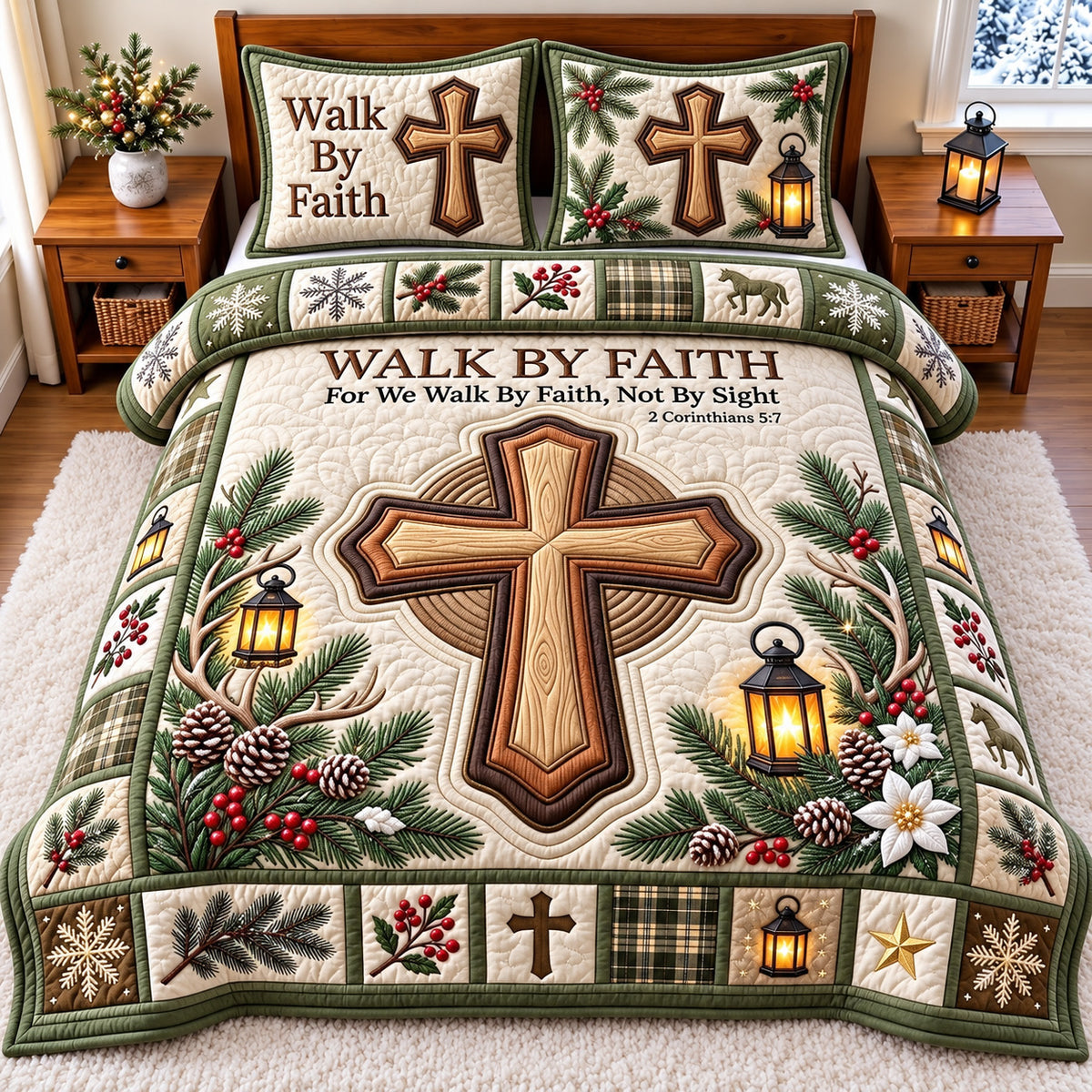 Walk By Faith 3-Piece Quilted Bedding Set GFTOMA15264