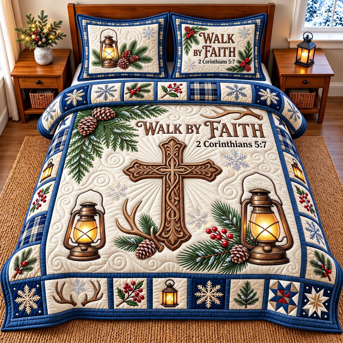Walk By Faith 3-Piece Quilted Bedding Set GFTOMA15266