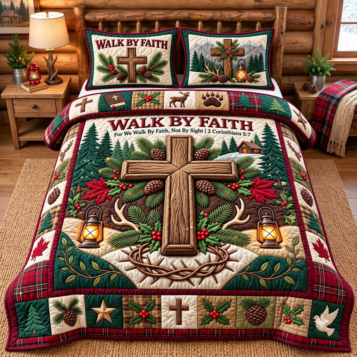 Walk By Faith 3-Piece Quilted Bedding Set GFTOMA15268