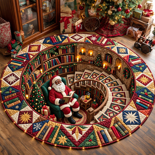 Melanin Santa Vortex Quilted Round Mat GFTOMA15299