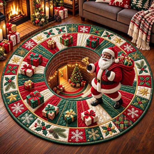 Melanin Santa Village Quilted Round Mat GFTOMA15302
