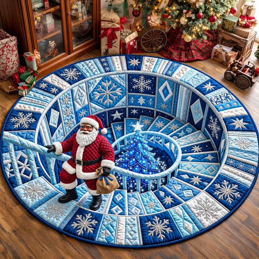 Melanin Santa Winter Quilted Round Mat GFTOMA15303