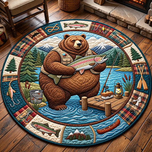 Fishing Bear Quilted Round Mat GFTOMA15306