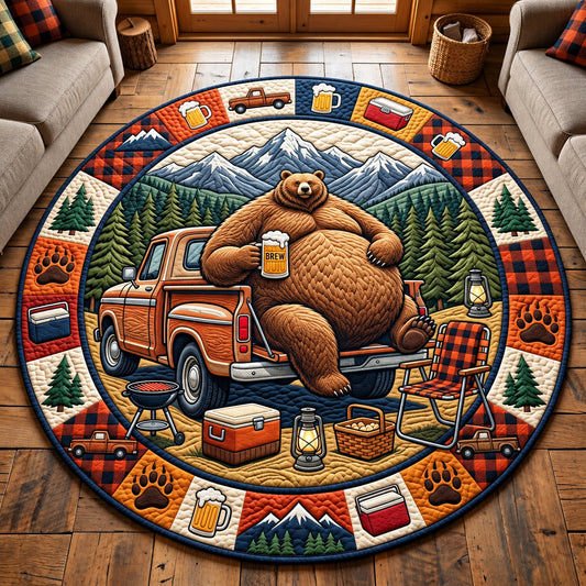 Camping Bear Quilted Round Mat GFTOMA15309