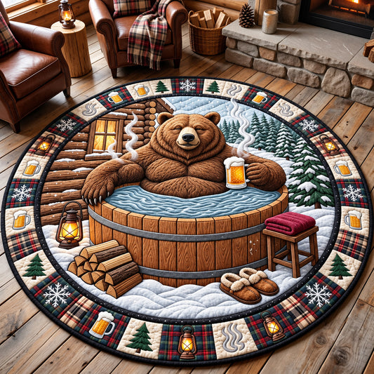 Hot Tub Bear Quilted Round Mat GFTOMA15310