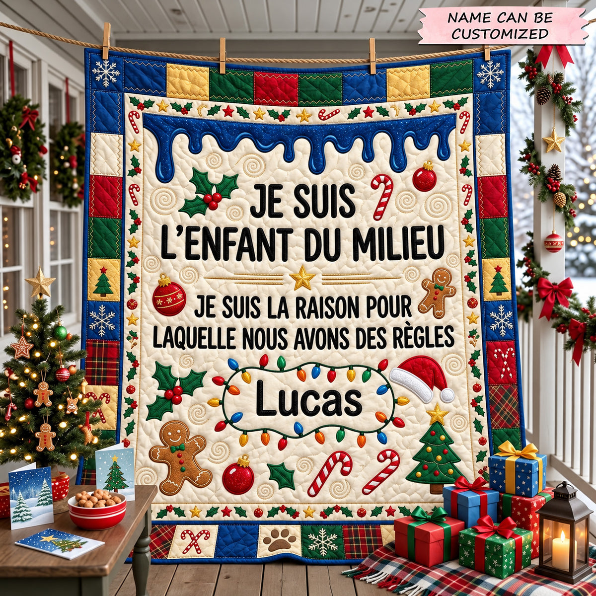 Christmas Sibling Quilted Blanket QTCUZ GFTOMA15365