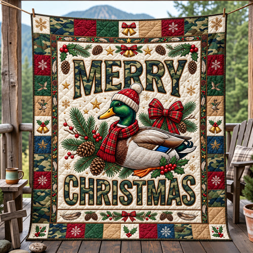 Christmas Duck Hunt Quilted Blanket GFTOMA15367