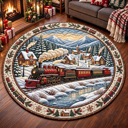 Winter Train Quilted Round Mat GFTOMA15379