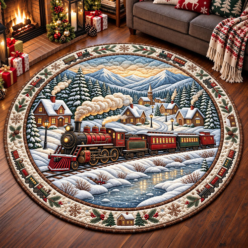 Winter Train Quilted Round Mat GFTOMA15379