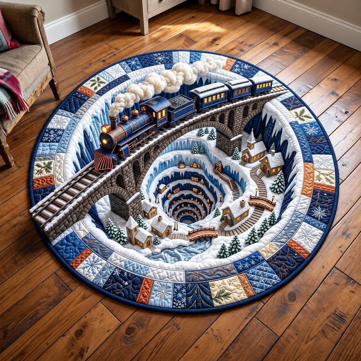 Christmas Express Quilted Round Mat GFTOMA15380