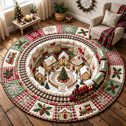Train Vortex Quilted Round Mat GFTOMA15382