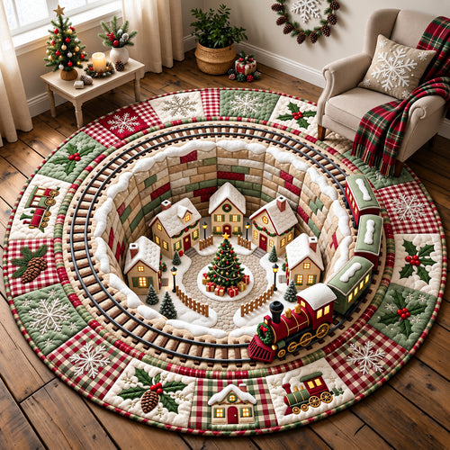 Train Vortex Quilted Round Mat GFTOMA15382