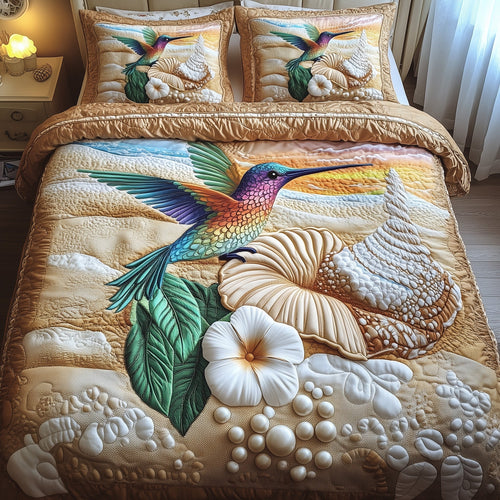 Ocean Breeze Hummingbird 3-Piece Quilted Bedding Set GFTOMA1541