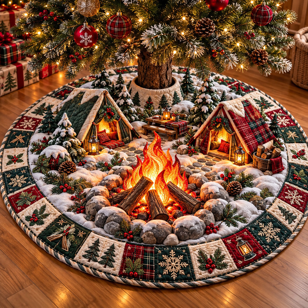 Christmas Campfire Quilted Tree Skirt GFTOMA15433