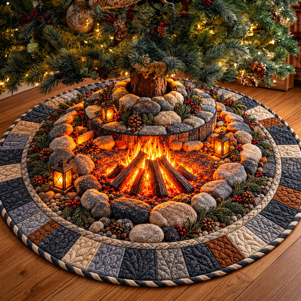 Stone Campfire Quilted Tree Skirt GFTOMA15435