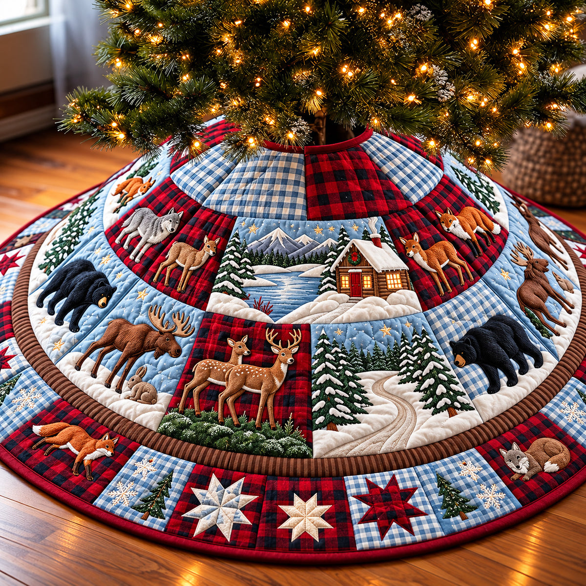 Woodland Patchwork Quilted Tree Skirt GFTOMA15438