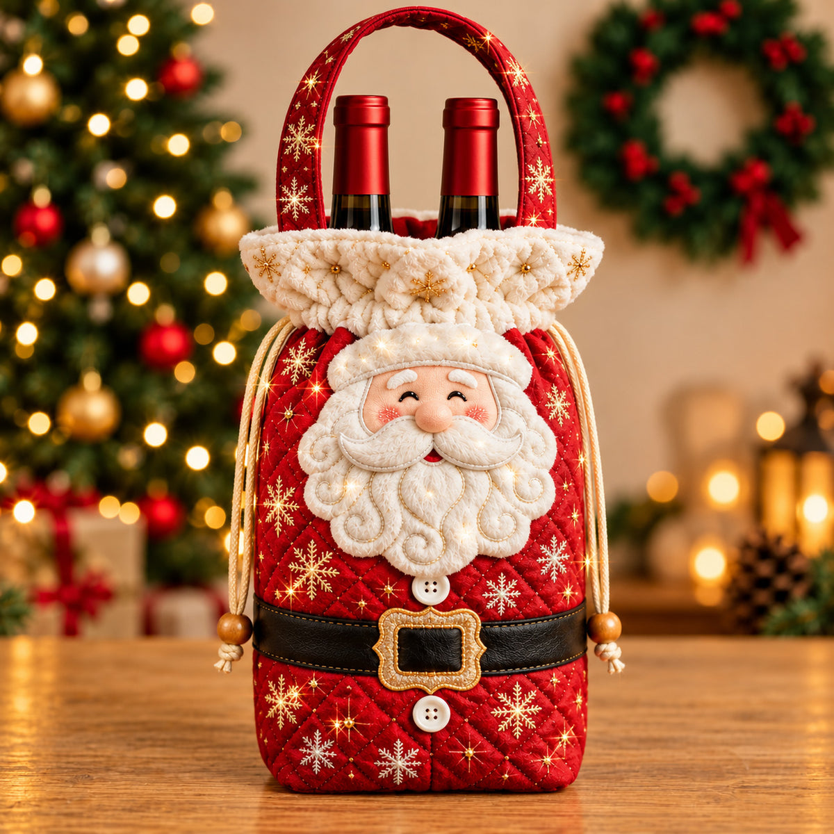 Santa Quilted Bottle Carrier Bag GFTOMA15462