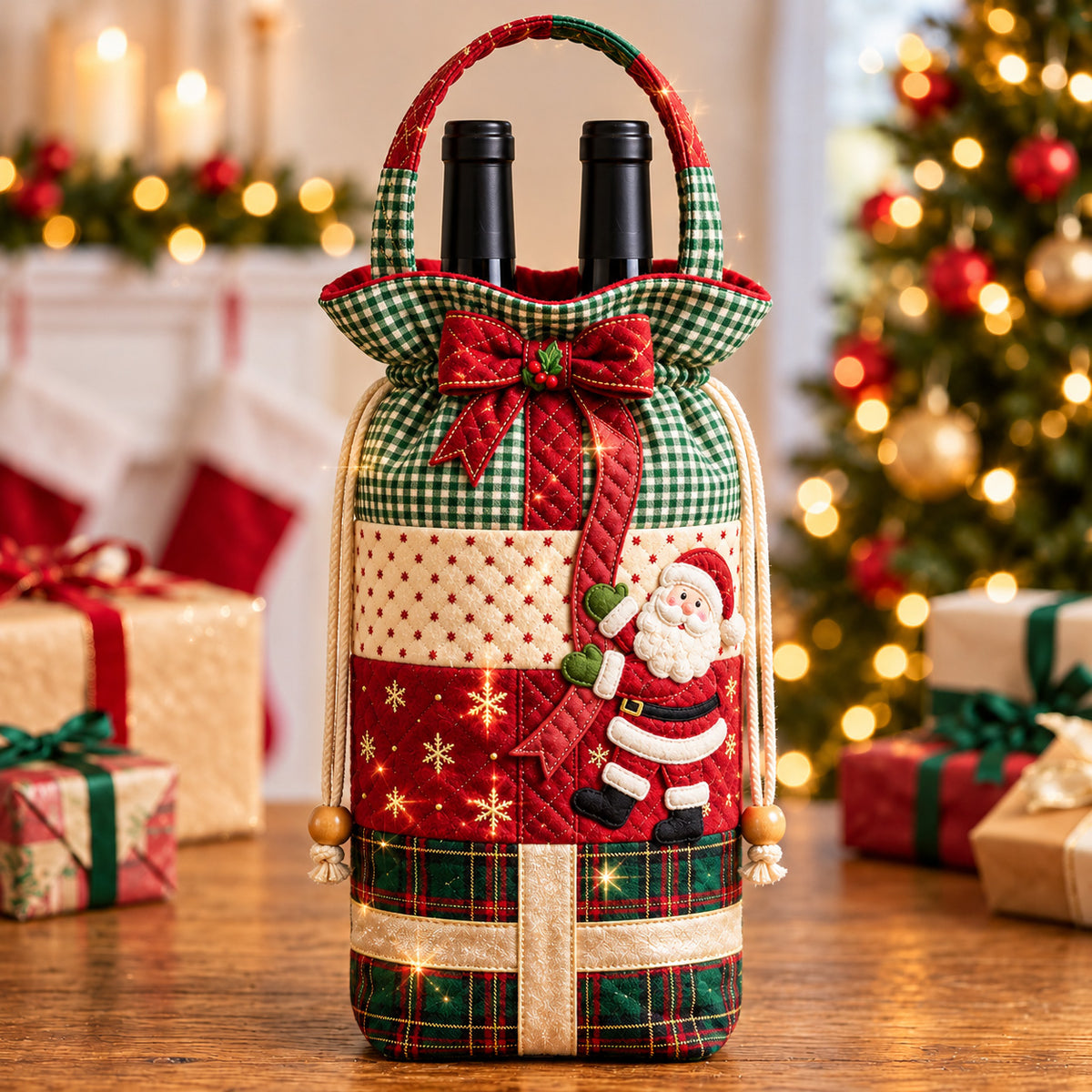 Christmas Gift Quilted Bottle Carrier Bag GFTOMA15464