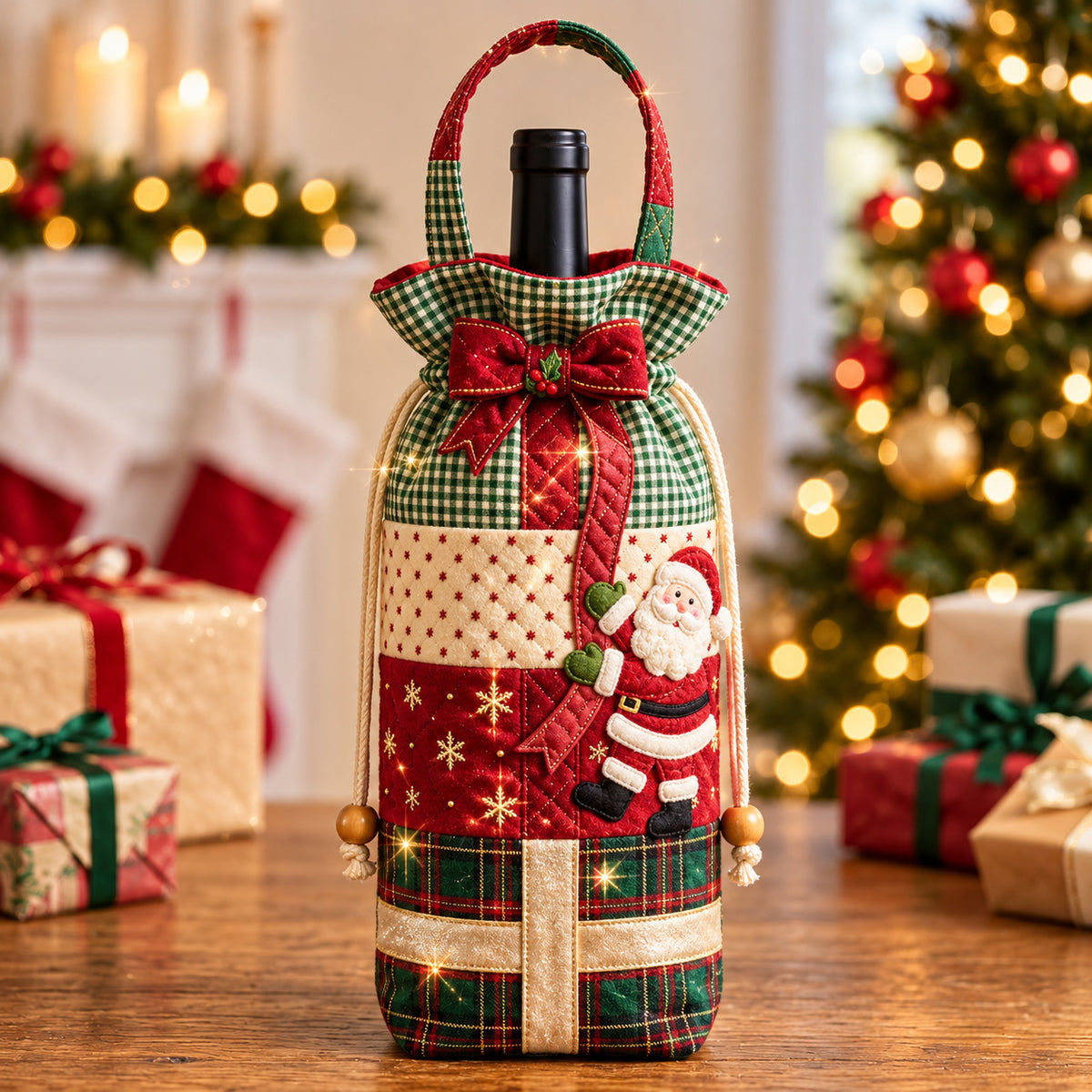 Christmas Gift Quilted Bottle Carrier Bag GFTOMA15464