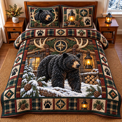 Winter Bear 3-Piece Quilted Bedding Set GFTOMA15468
