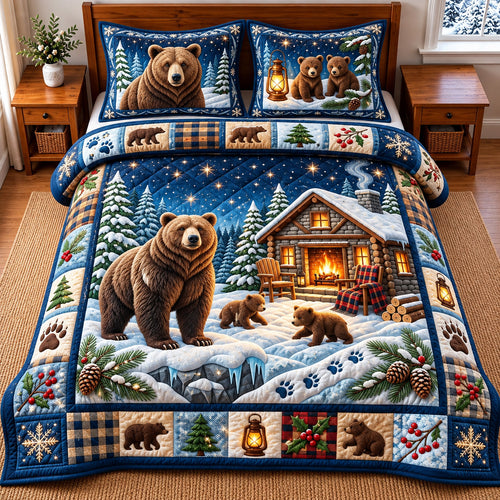 Cabin Bear 3-Piece Quilted Bedding Set GFTOMA15469