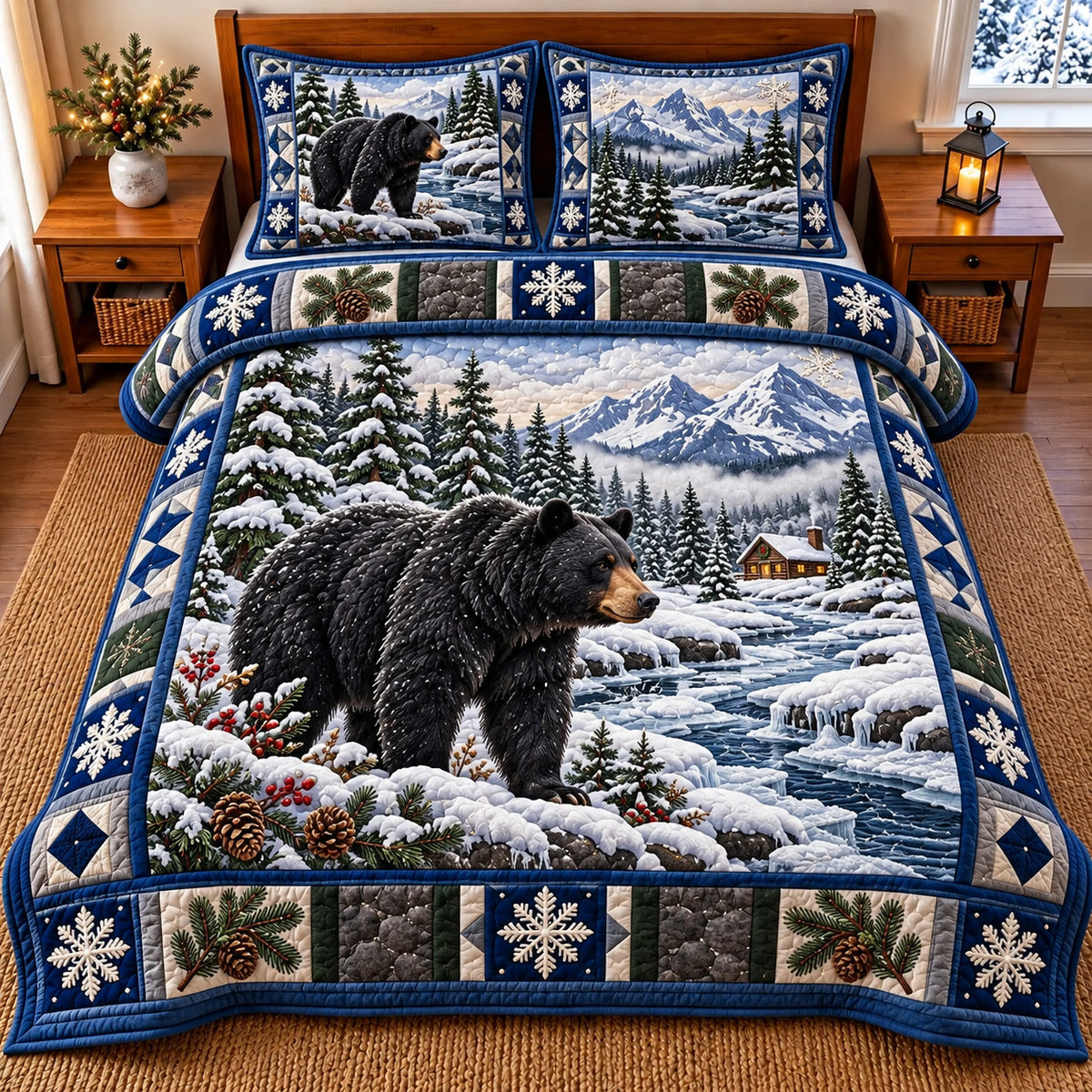 Snowy Bear 3-Piece Quilted Bedding Set GFTOMA15471