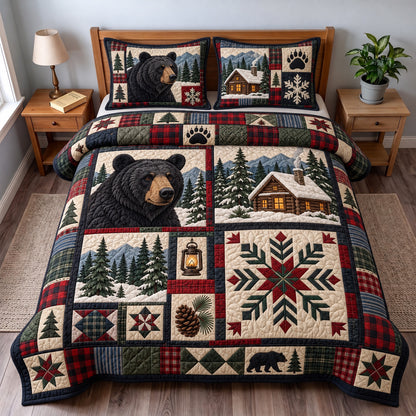 Bear Patchwork 3-Piece Quilted Bedding Set GFTOMA15473