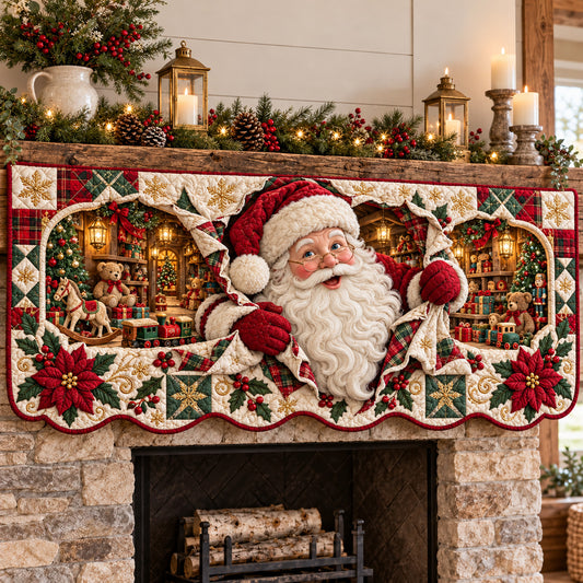 Santa Christmas Quilted Mantel Scarf GFTOMA15474