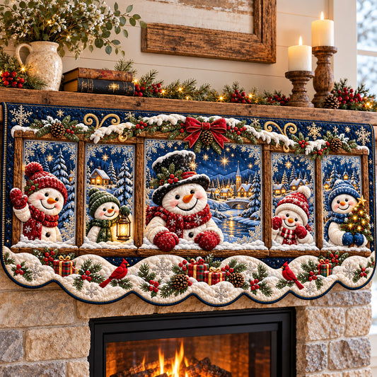 Snowman Christmas Quilted Mantel Scarf GFTOMA15477