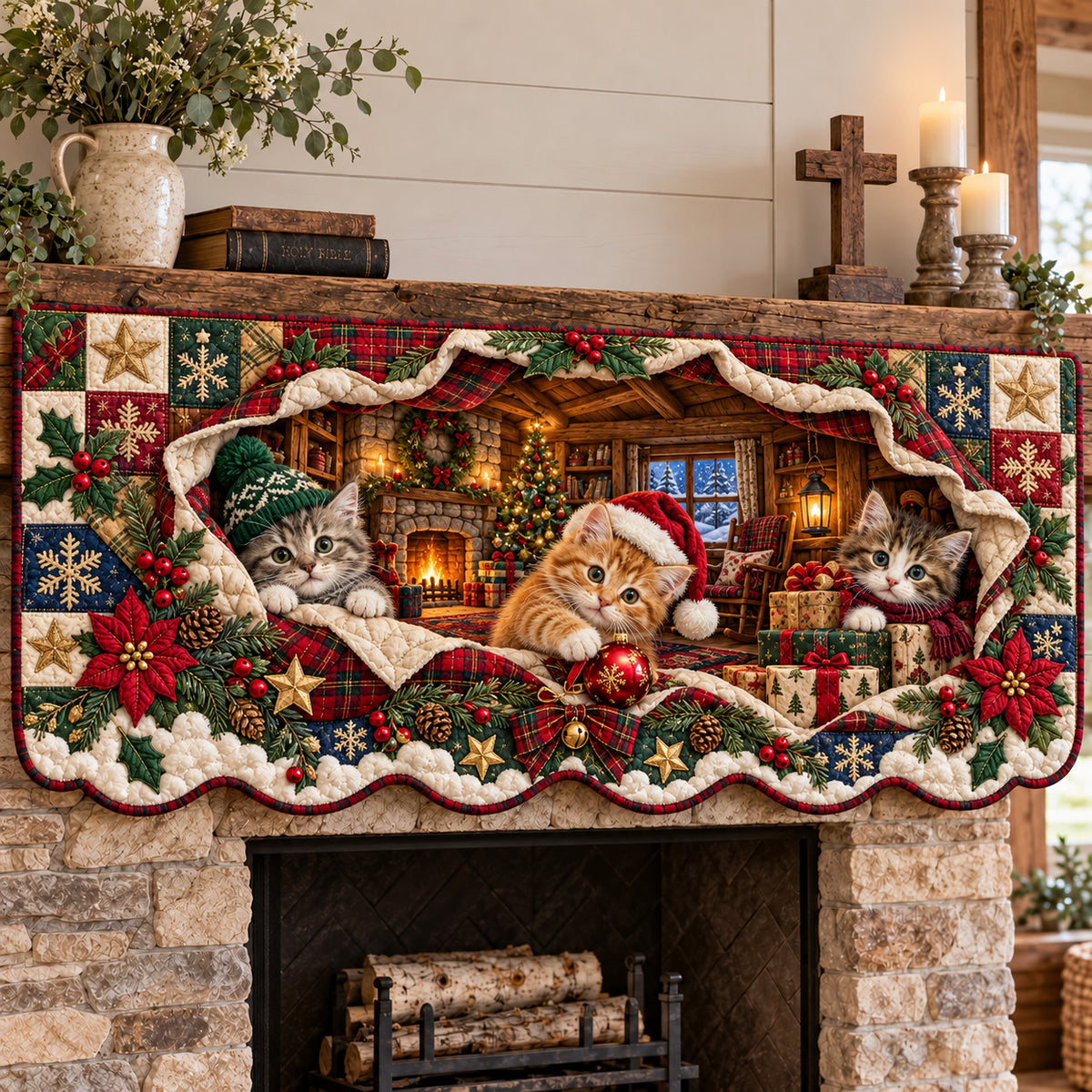 Cozy Santa Quilted Mantel Scarf GFTOMA15478
