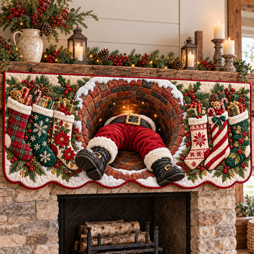 Santa Chimney Quilted Mantel Scarf GFTOMA15479