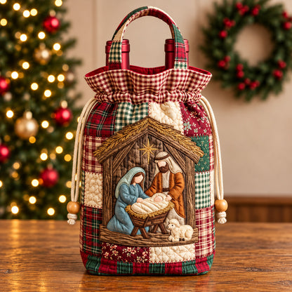 Rustic Nativity Quilted Bottle Carrier Bag GFTOMA15484