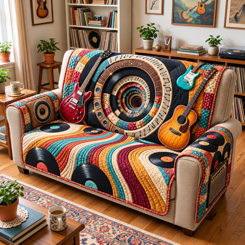 Retro Guitar Quilted Sofa Cover GFTOMA15498