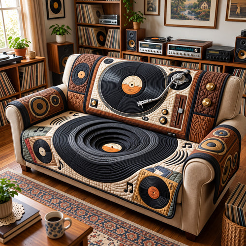Vinyl Music Quilted Sofa Cover GFTOMA15500