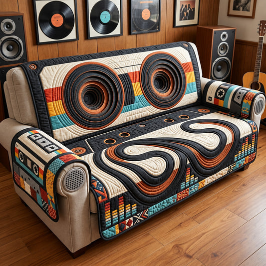 Record Groove Quilted Sofa Cover GFTOMA15502