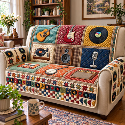 Music Patchwork Quilted Sofa Cover GFTOMA15503