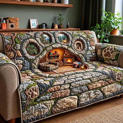 Woodland Paw Quilted Sofa Cover GFTOMA15507