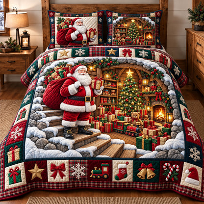 Santa Workshop 3-Piece Quilted Bedding Set GFTOMA15511