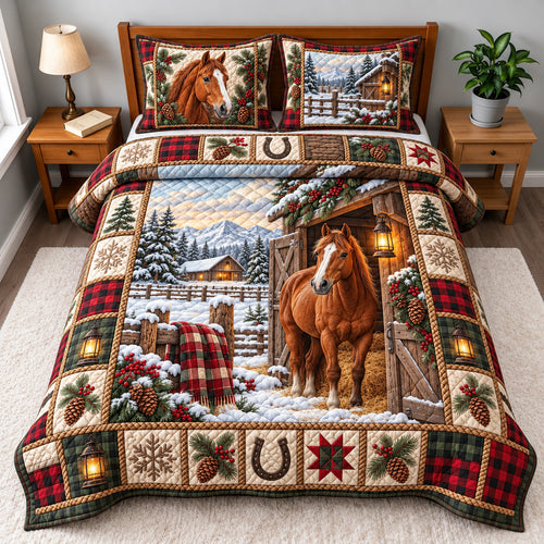 Holiday Horse 3-Piece Quilted Bedding Set GFTOMA15520