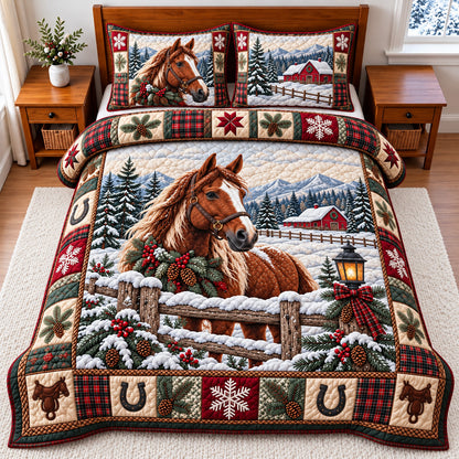 Rustic Horse 3-Piece Quilted Bedding Set GFTOMA15521