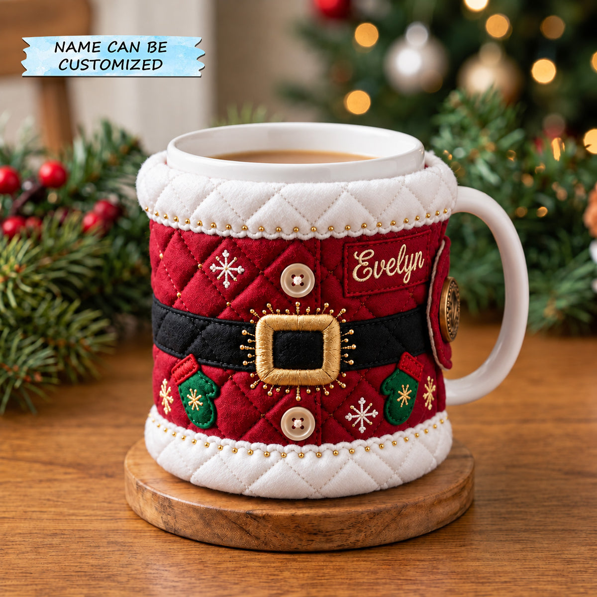 Personalized Christmas Quilted Mug Cozy QTCUZ GFTOMA15528