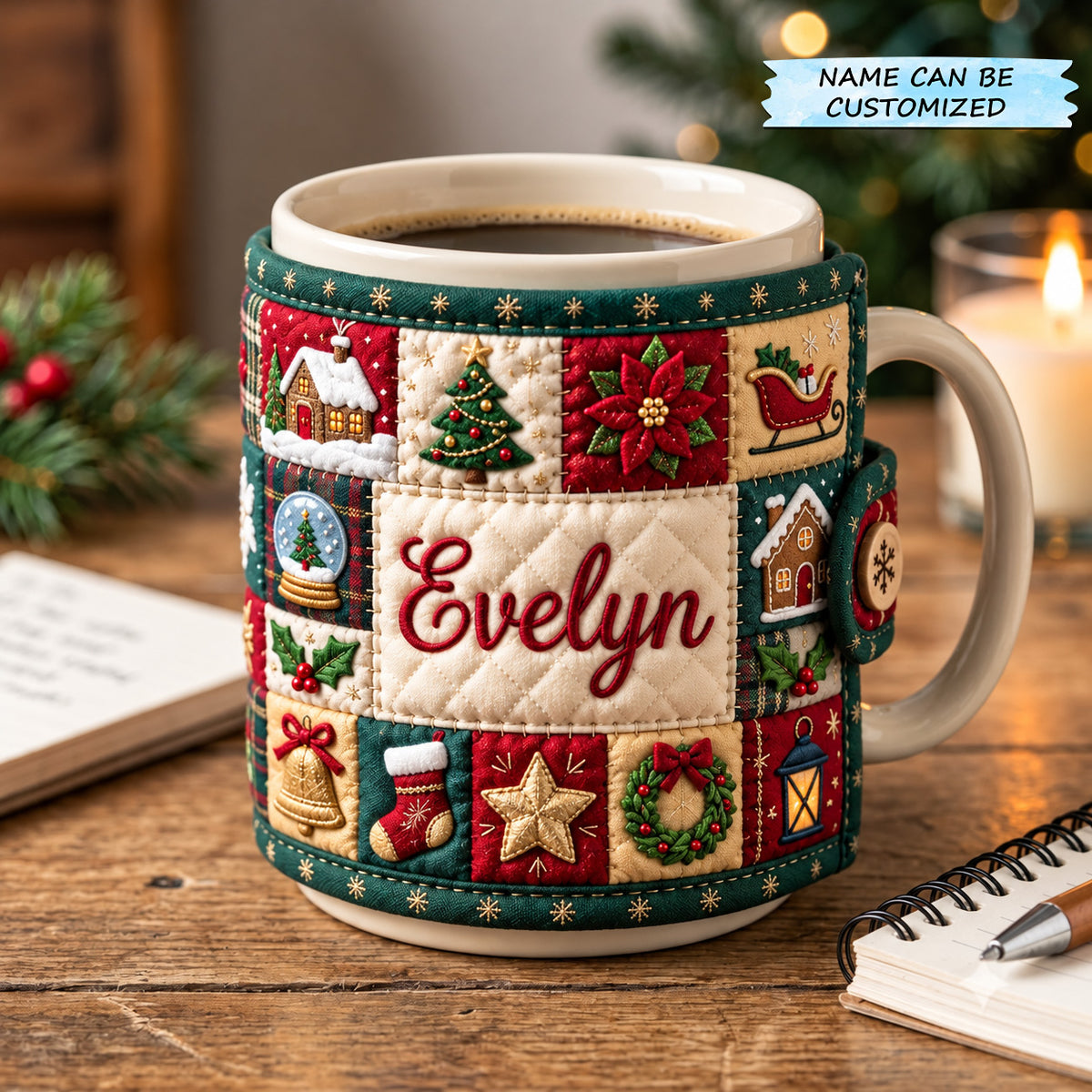 Personalized Christmas Quilted Mug Cozy QTCUZ GFTOMA15528
