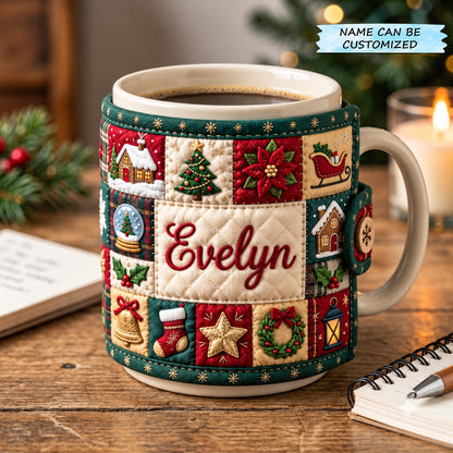 Personalized Christmas Quilted Mug Cozy QTCUZ GFTOMA15528