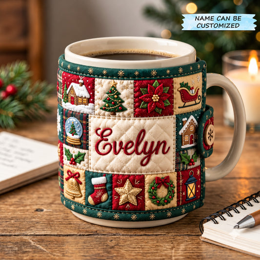 Personalized Christmas Quilted Mug Cozy QTCUZ GFTOMA15528