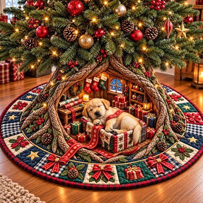 Holiday Puppy Quilted Tree Skirt GFTOMA15535
